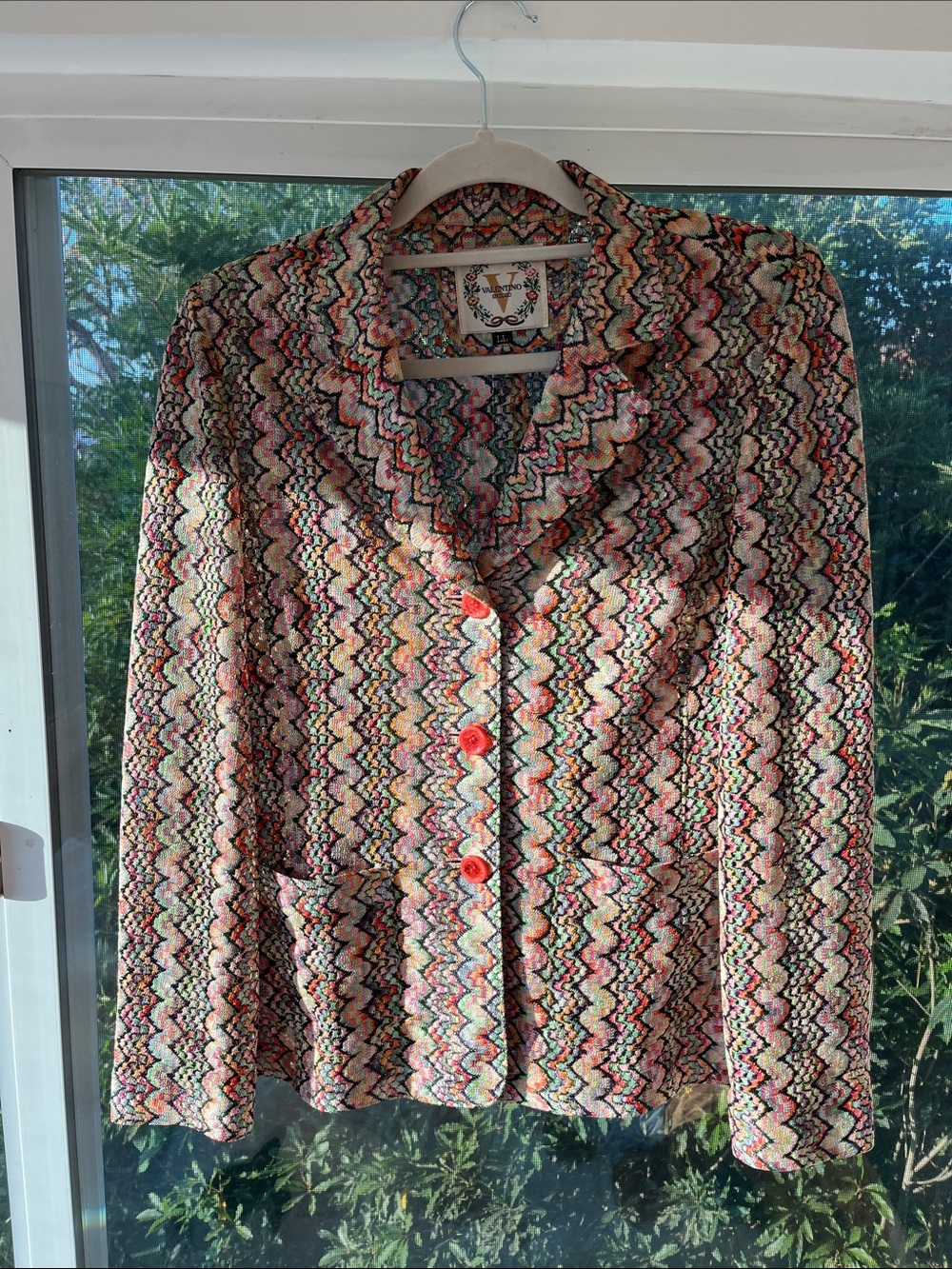 Vintage Valentino Enzoro 70% Silk Art Knit Blazer Missoni Style Jacket